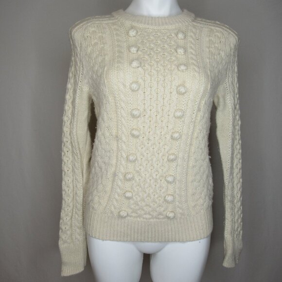 J. Crew Cream Popcorn Cable Knit Sweater Women's XS XSmall - Picture 5 of 8